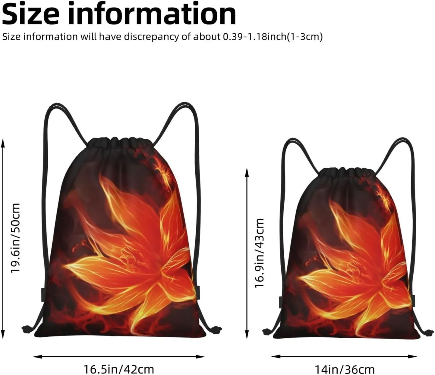 Flaming Fire Flowers Drawstring Backpack Waterproof String Bag Cinch Bags Portable Gym Bag for Women Men