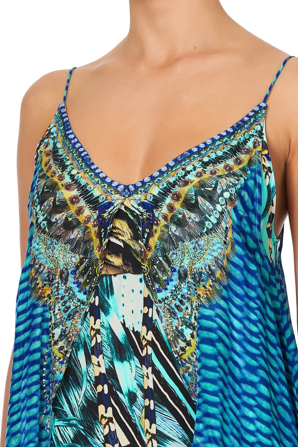 FLARED MINI WITH SHEER OVERLAY MARINE QUEEN
