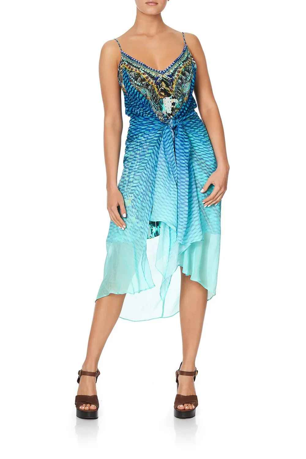 FLARED MINI WITH SHEER OVERLAY MARINE QUEEN