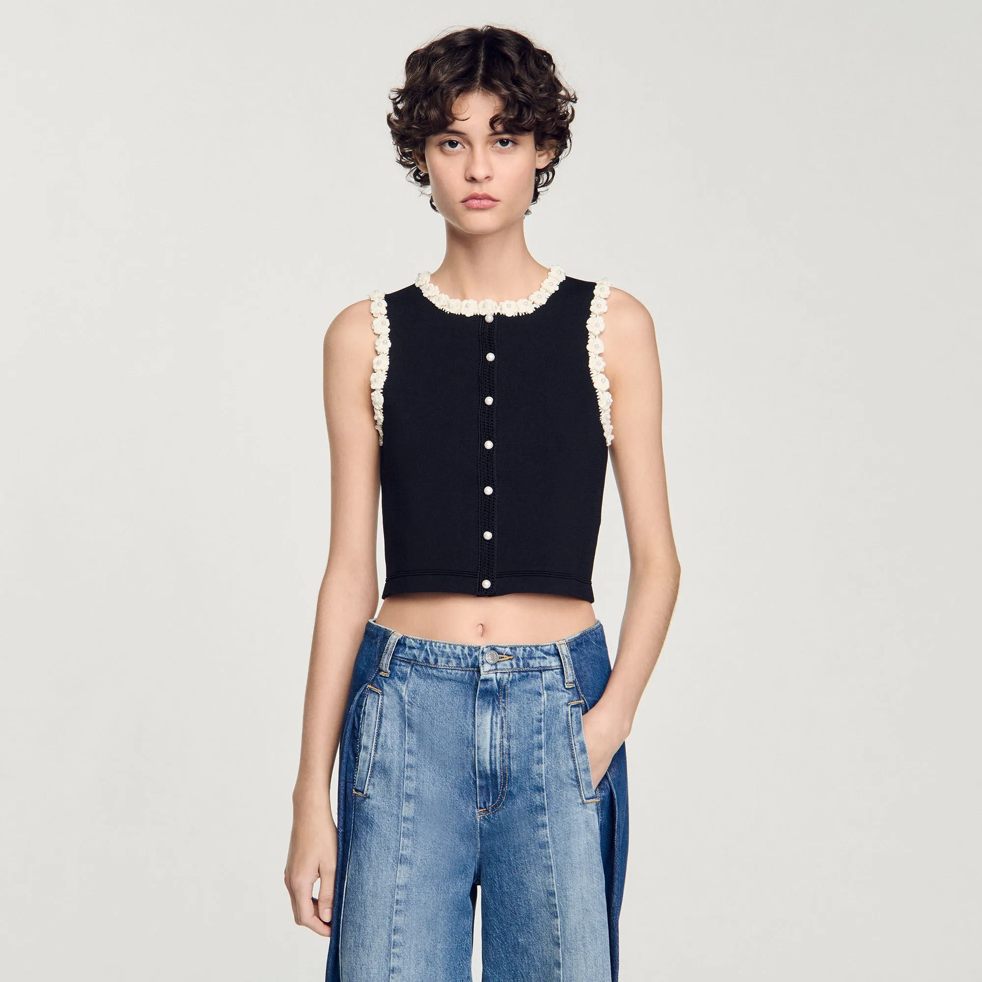 Fleuri Crochet Cardigan Black
