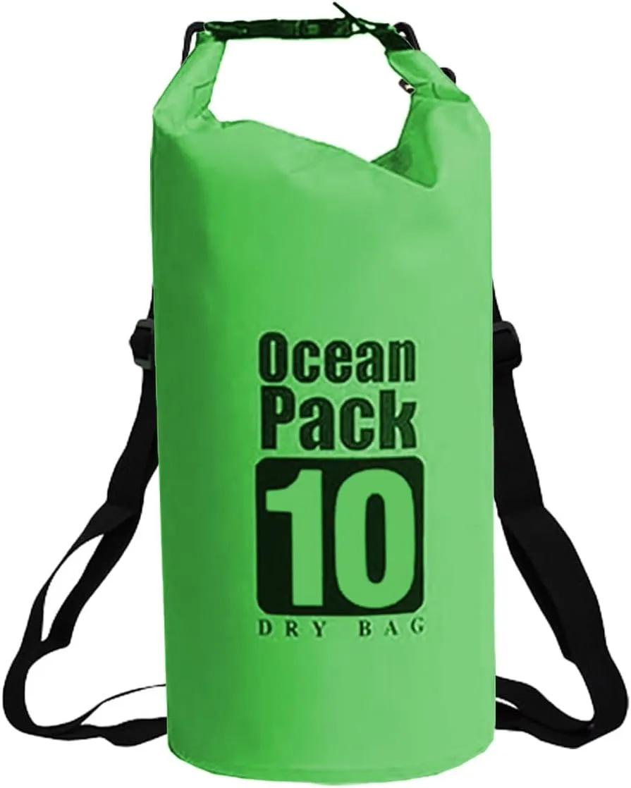Floating Waterproof Dry Bag 5L/10L/15L/20L for women-Lightweight&Durable Dry Sack Backpack for Kayaking, Swimming, Camping, Hiking-Soft&Abrasion-Resistant with Roll-Top Closure (GREEN, 10L)