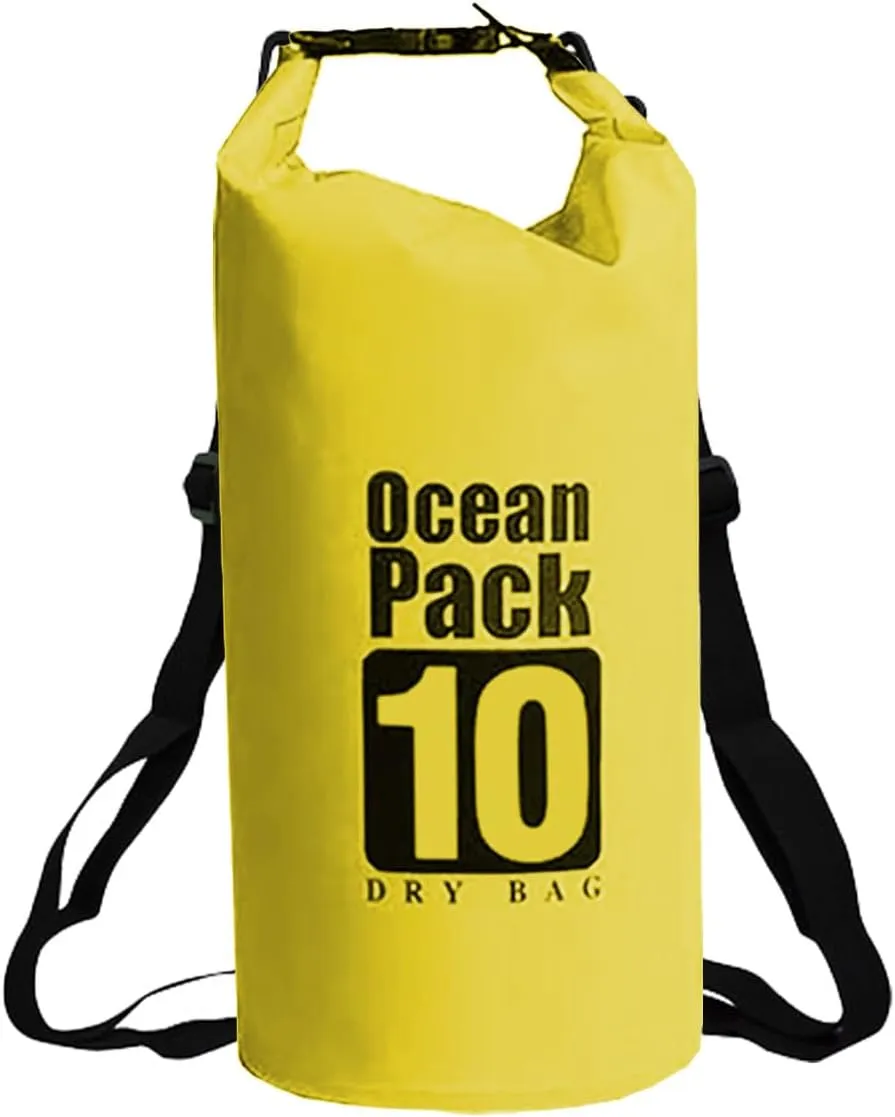 Floating Waterproof Dry Bag 5L/10L/15L/20L for women-Lightweight&Durable Dry Sack Backpack for Kayaking, Swimming, Camping, Hiking-Soft&Abrasion-Resistant with Roll-Top Closure (YELLOW, 10L)