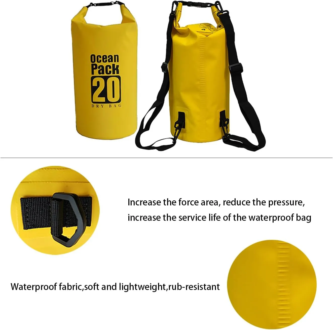 Floating Waterproof Dry Bag 5L/10L/15L/20L for women-Lightweight&Durable Dry Sack Backpack for Kayaking, Swimming, Camping, Hiking-Soft&Abrasion-Resistant with Roll-Top Closure (YELLOW, 10L)