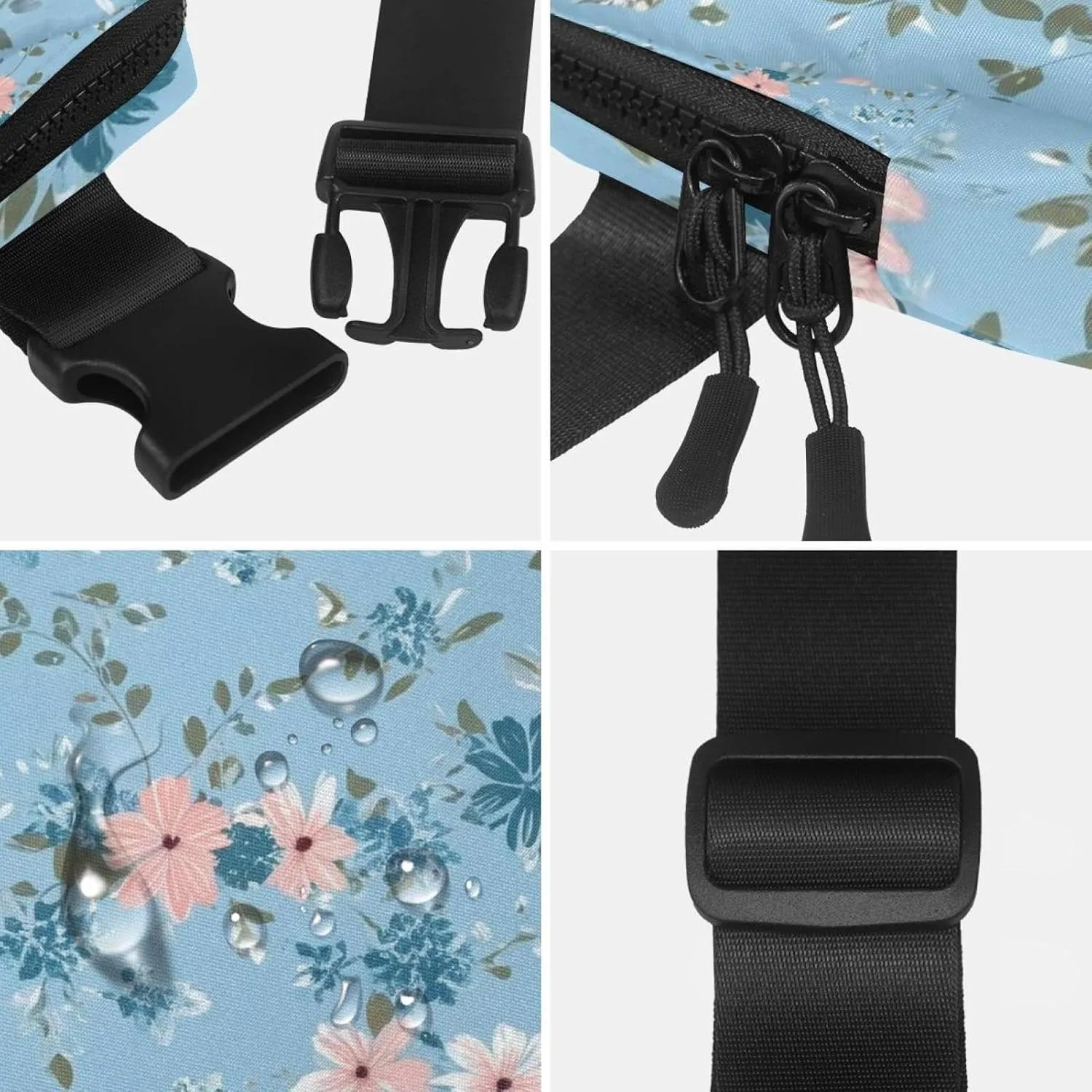 Floral Art Design Crossbody Fanny Pack for Men&Women,Belt Bag for Travel Casual Walking Running Hiking Cycling, 1.5x9.0x5.9in/4x23x15cm