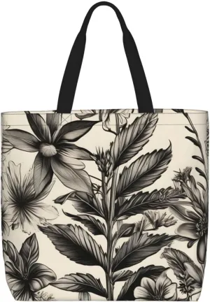 Floral Herbs Botanical Pattern Print Casual Shoulder Bag Handbag Outdoors Holiday Weekender Travel Shopping