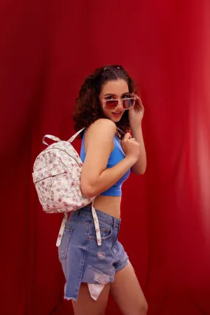 Floral Print Backpack - White