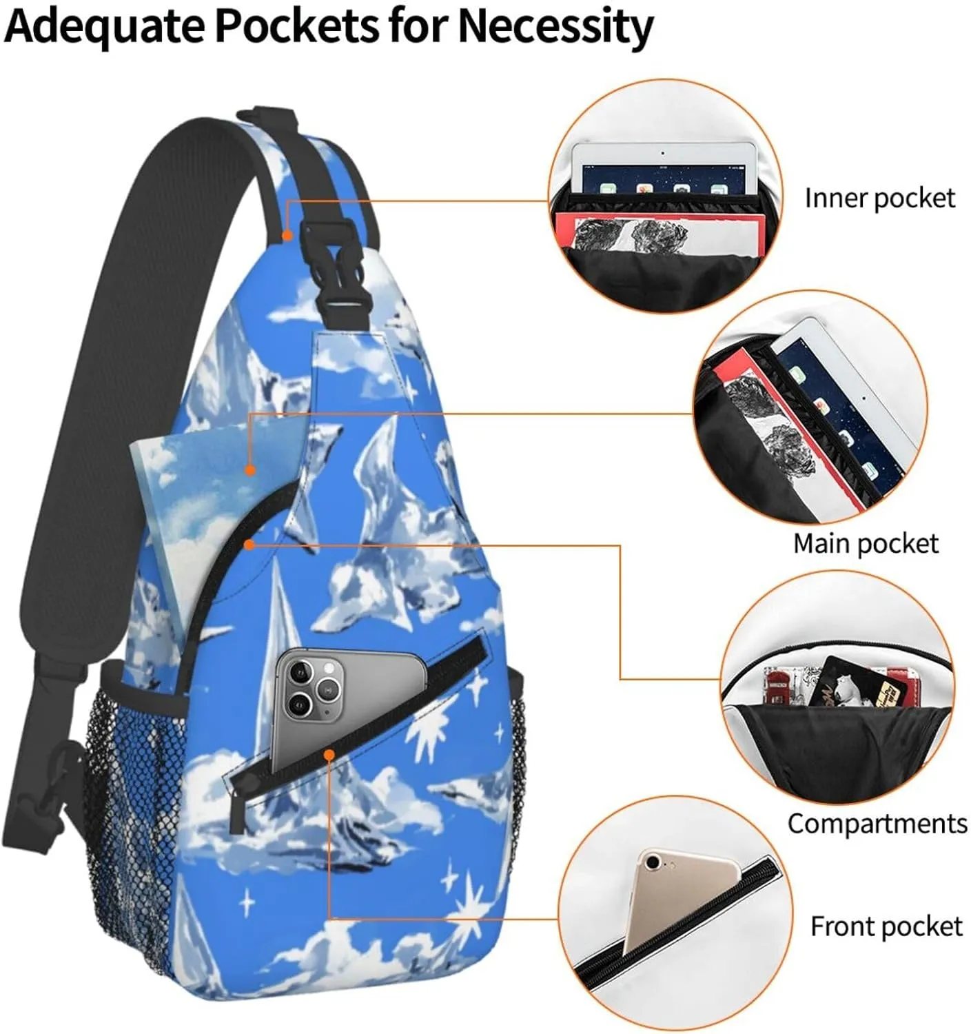 Flying alien bird Men's And Women's Small Crossbody Bags Chest Bags Daily Bags Are Suitable For Outdoor Hiking Trips