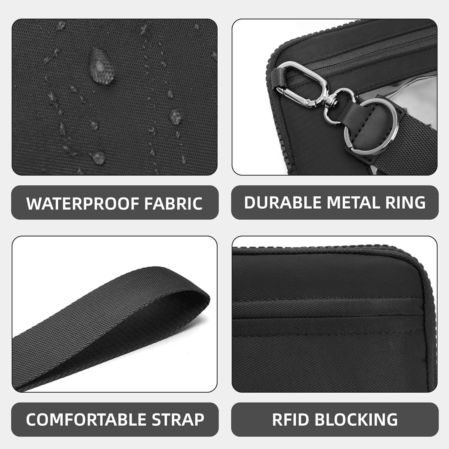 FODOKO Wristlet wallets for women Nylon Quilted Wallet with 4 Zippers,Travel Credit Card,Holder Cell Phone Organizer,coin purse