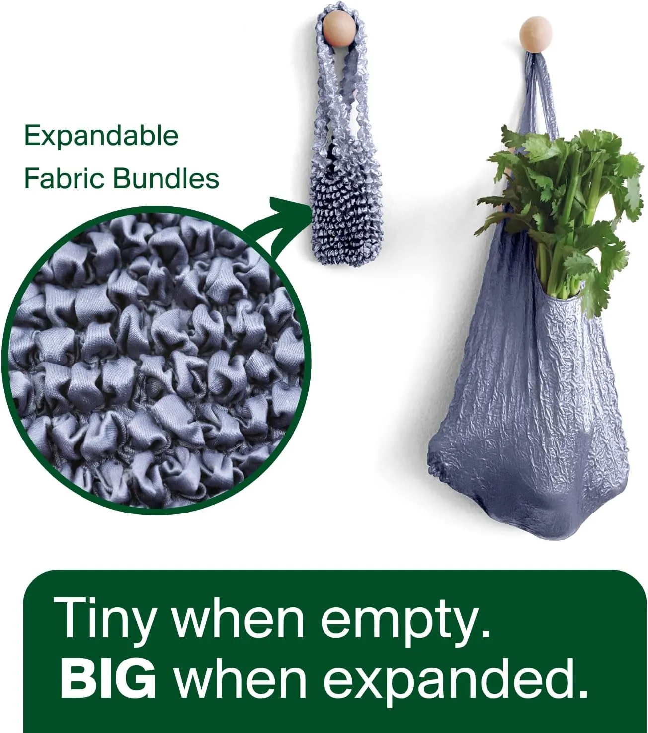 Food Huggers Reusable Grocery Bags Tote Bag | Tiny Pocket-Friendly Mini Tote Bag | Expands for Huge Capacity
