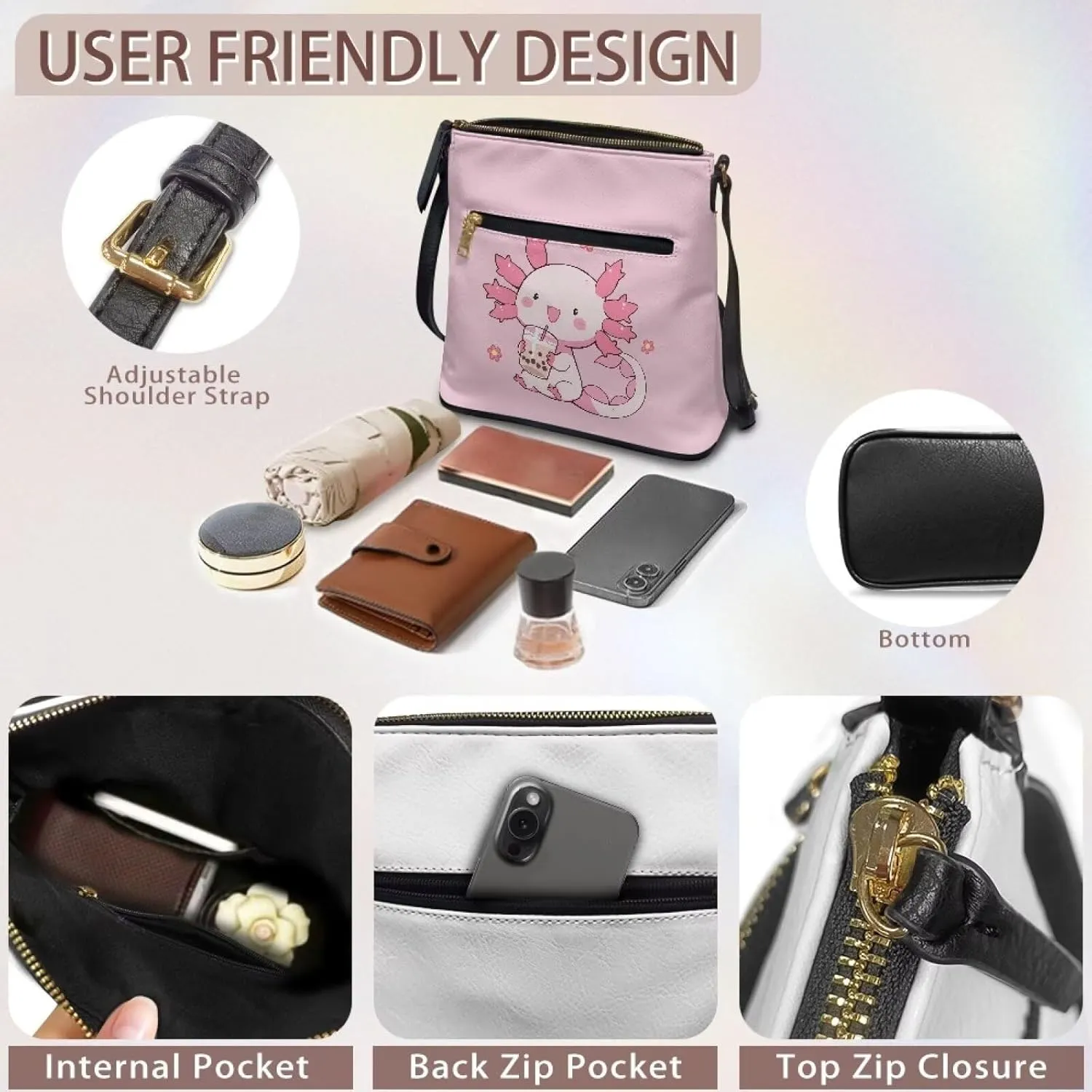 FOR U DESIGNS Crossbody Bags for Women Trendy Travel Leather Shoulder Satchel Bags with Zipper Pockets for Work