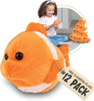 Forest & Twelfth Mini Clown Fish Toys | 12 Pk Cute Stuffed Animals Bulk | Tiny Stuffed Animals for Girls & Boys, Mini Stuffed Animals Party Favors, Goody Bags, Classroom Treasure (Clown Fish)