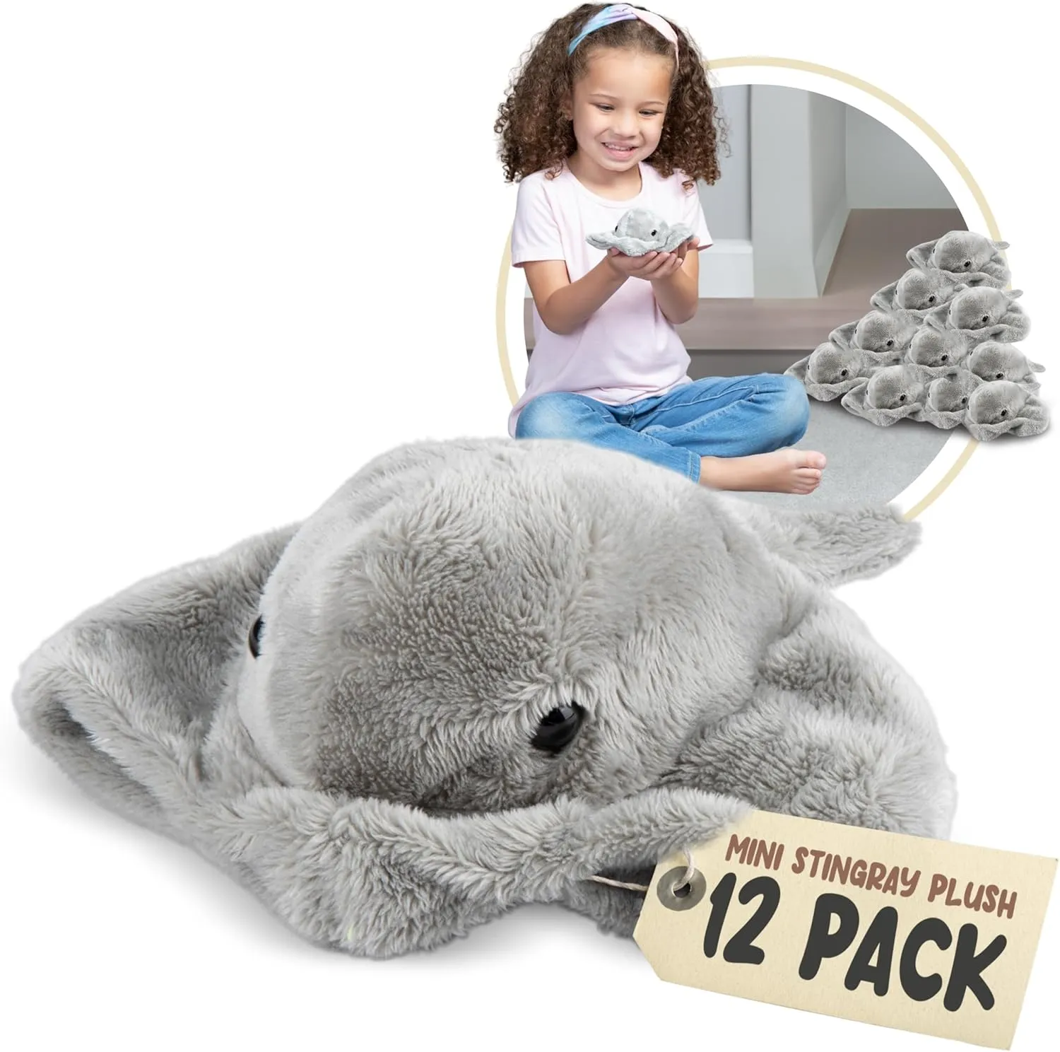 Forest & Twelfth Mini Stingray Plush Toys, 12 Pack Stingray Stuffed Animals, Stocking Stuffer for Girls & Boys, Animals Figures for Party Favors, Goody Bags, Classroom Treasure Box Prizes