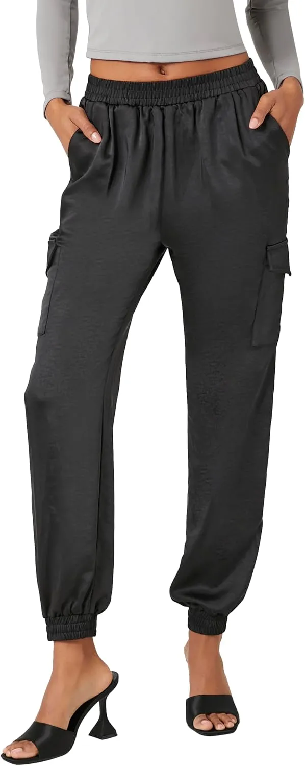 Forever 21 Women's Satin High-Rise Joggers