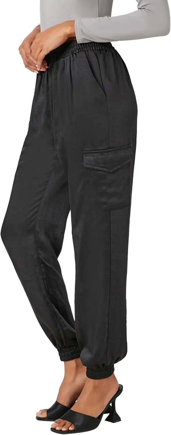 Forever 21 Women's Satin High-Rise Joggers