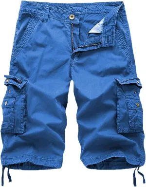 FOURSTEEDS Women's Cotton Loose Fit Zipper Multi-Pockets Twill Bermuda Drawstring Women Cargo Shorts