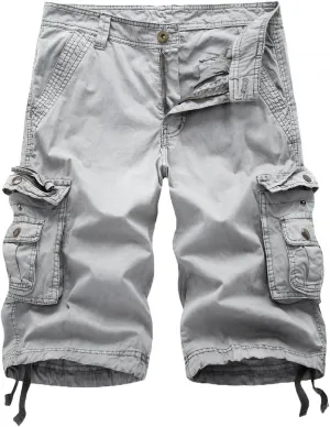 FOURSTEEDS Women's Cotton Loose Fit Zipper Multi-Pockets Twill Bermuda Drawstring Women Cargo Shorts