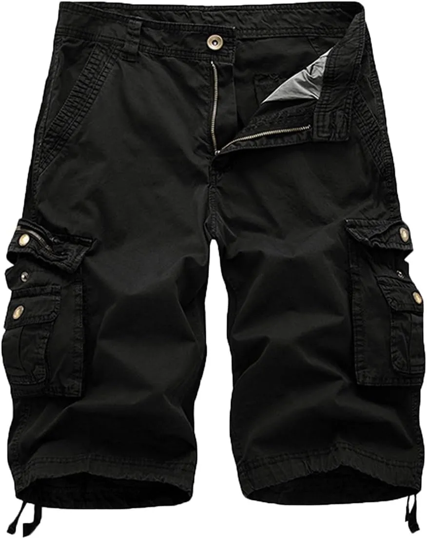 FOURSTEEDS Women's Cotton Loose Fit Zipper Multi-Pockets Twill Bermuda Drawstring Women Cargo Shorts