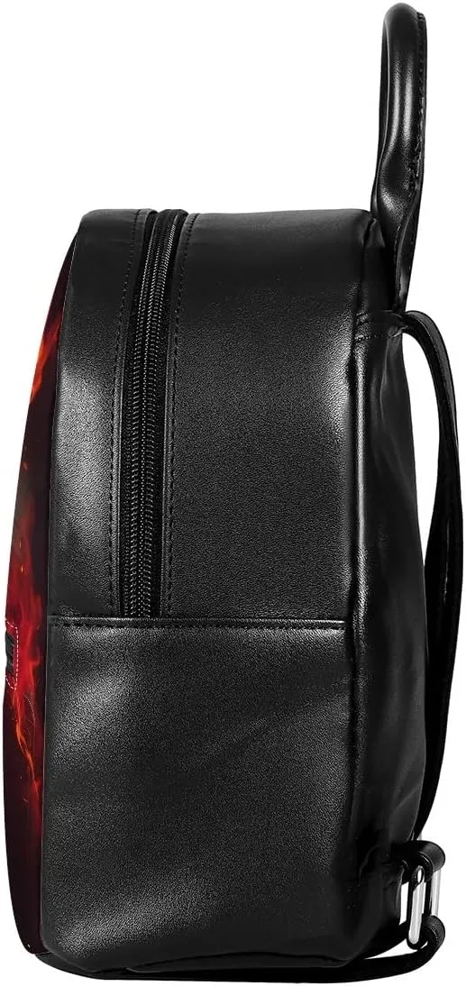 Fox Wolf Backpack for Teenager Boys Mens Lightweight Pu Leather Small Daypack School Bags for Traveling,Red Anger Wolf