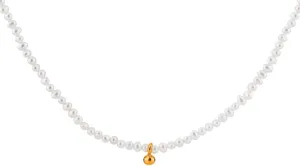 Freshwater Cultured Small Pearl Choker Necklace Tiny Ball Charm Gold Layered Necklace Bridesmaid Gift