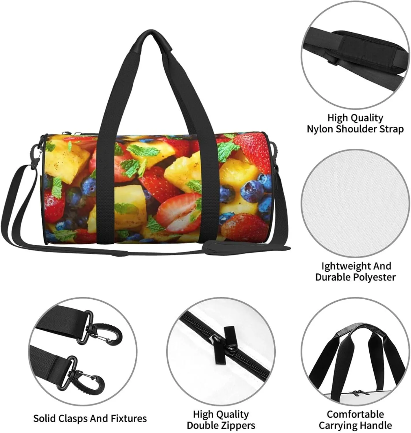 Fruit Salad Sports Gym Duffel Bag For Men Women Weekender Travel Workout Training Handbag