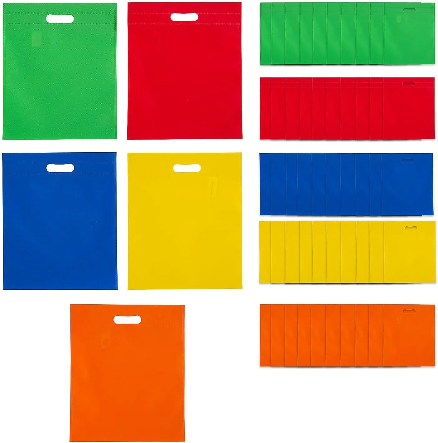 Fun Express Large Reusable Tote Bags with Cut Out Handles (bulk set of 50) Shopping Bags, Treat and Gift Bags