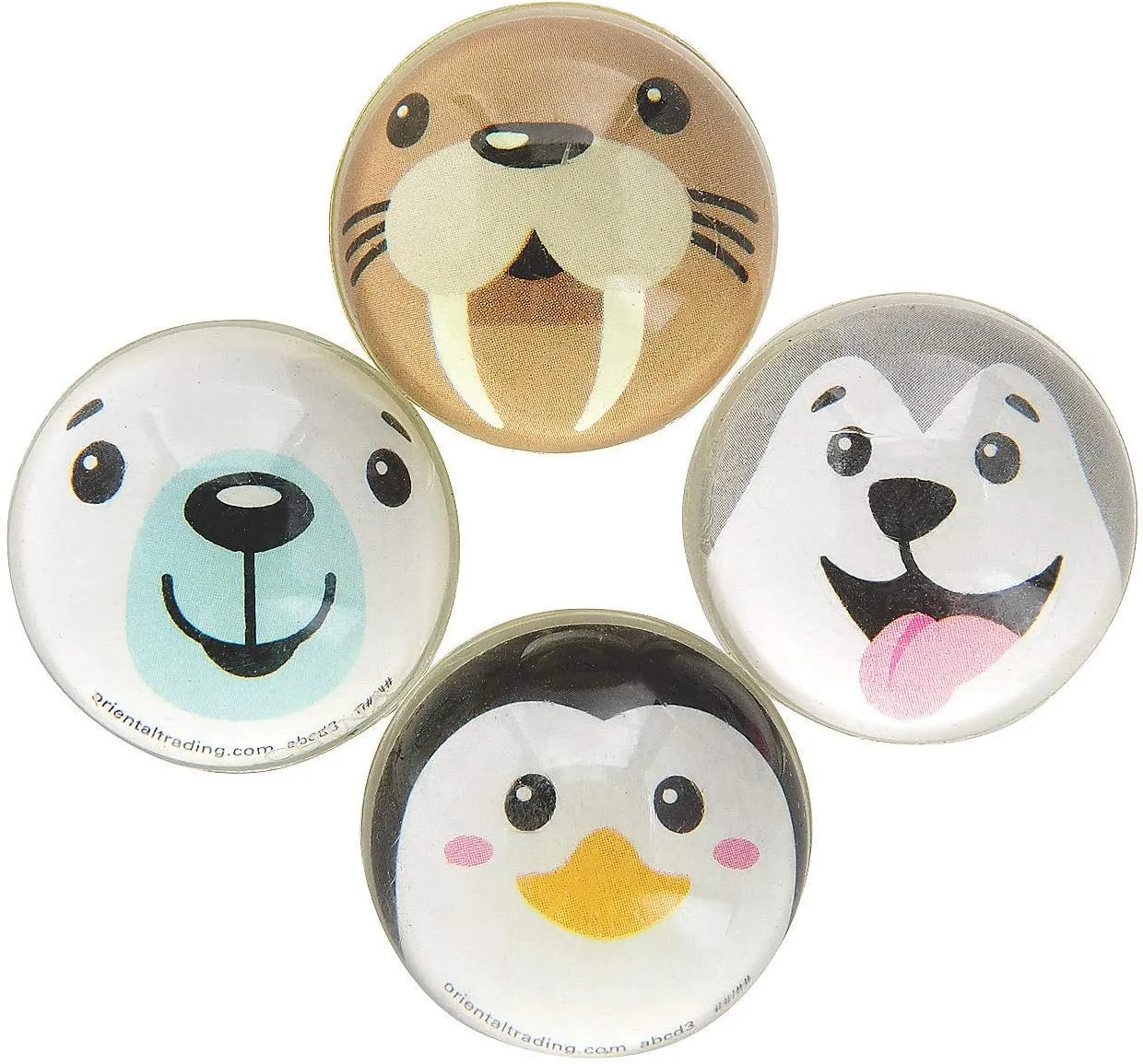 Fun Express Mini Winter Animals Bouncy Balls - Assorted Arctic Animal-Themed Balls for Kids - Ideal for Winter Parties Party Favors Playtime Fun and Seasonal Celebrations - 144 Pieces