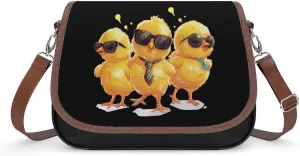 Funny Chick Crossbody Bags for Women PU Leather Tote Bag Purse Shoulder Bag for Travel Office