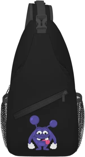 Funny Purple Monster Crossbody Bags For Women Men Chest Backpack Gym Shoulder Bag Travel Outdoor Sports Casual Crossbody Bags