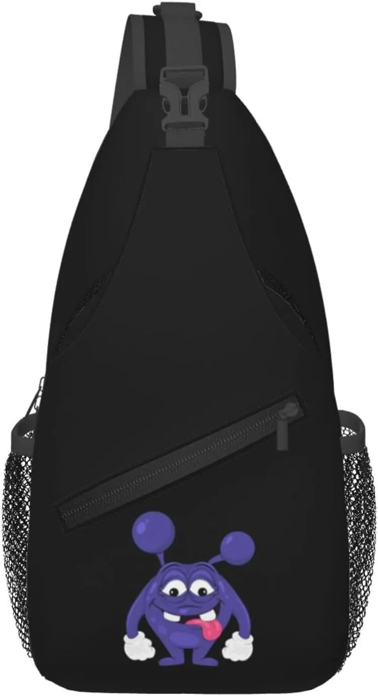 Funny Purple Monster Crossbody Bags For Women Men Chest Backpack Gym Shoulder Bag Travel Outdoor Sports Casual Crossbody Bags