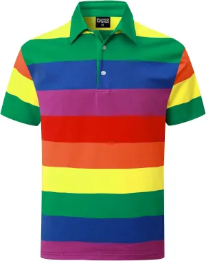Funny World Men's Striped Polo Cotton Regular Fit Casual Short Sleeve Golf Shirt