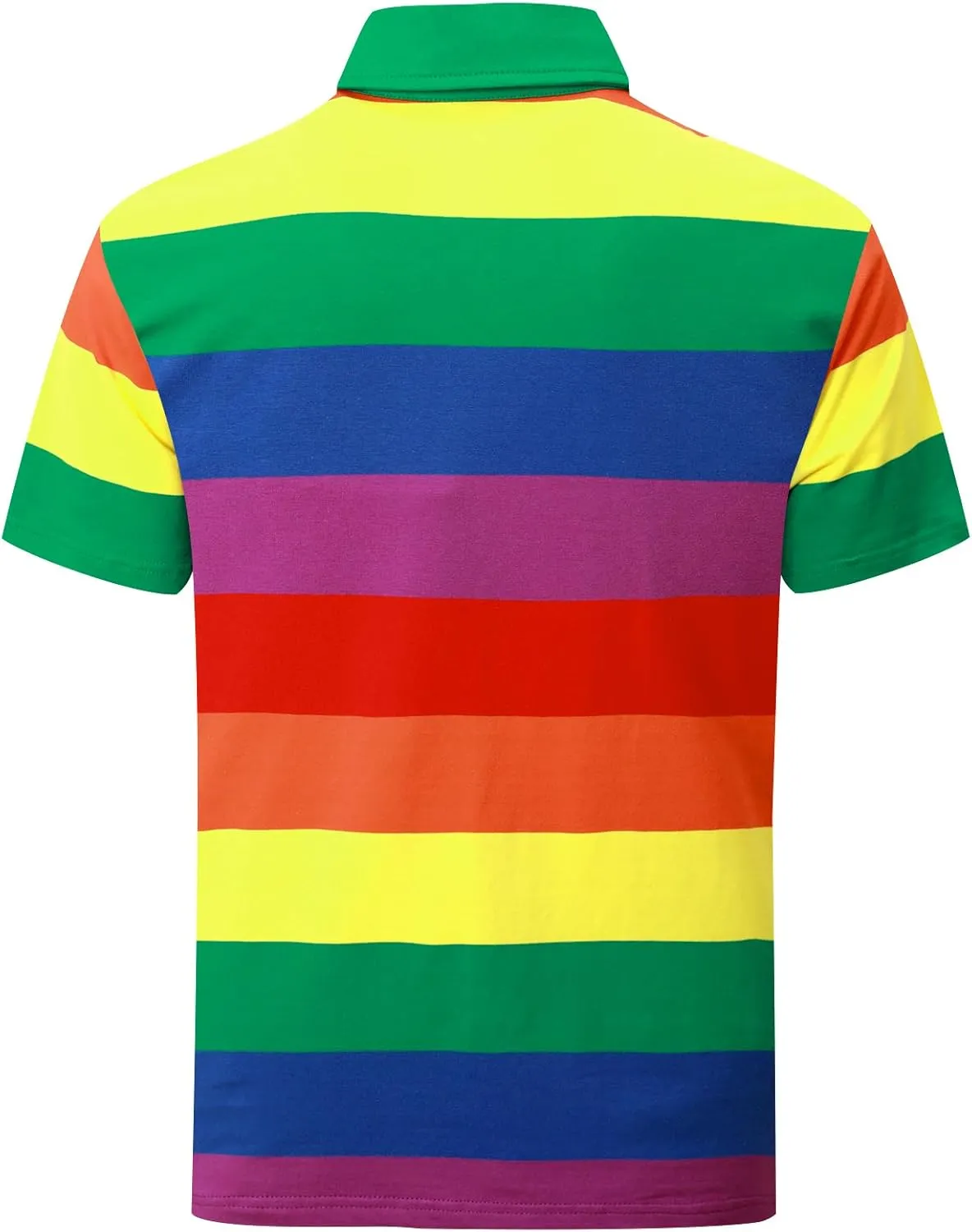 Funny World Men's Striped Polo Cotton Regular Fit Casual Short Sleeve Golf Shirt