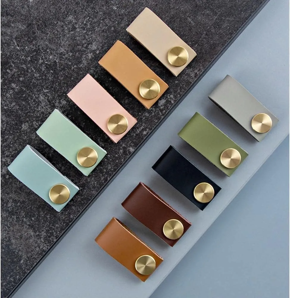 Furniture Leather Handles,Cabinet Handle,2 First Layer Cowhide Handles, Cupboard, Wardrobe, Shoe Cabinet, Tv Cabinet, Bedside Table, Single Hole Leather Door Handle G (Color : C) (Color : J)