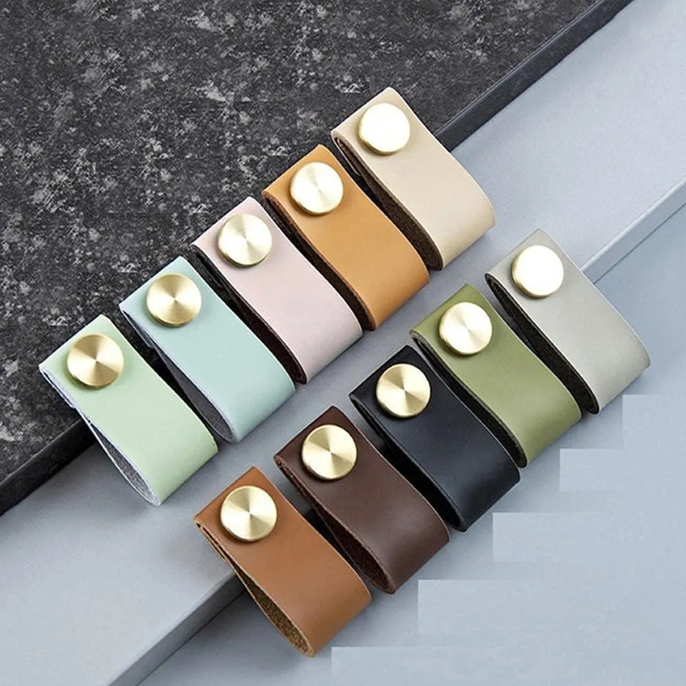 Furniture Leather Handles,Cabinet Handle,2 First Layer Cowhide Handles, Cupboard, Wardrobe, Shoe Cabinet, Tv Cabinet, Bedside Table, Single Hole Leather Door Handle G (Color : C) (Color : J)