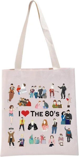 G2TUP I Love The 80's Tote Bag - 80's Movies Lover Fan Handbag Gift
