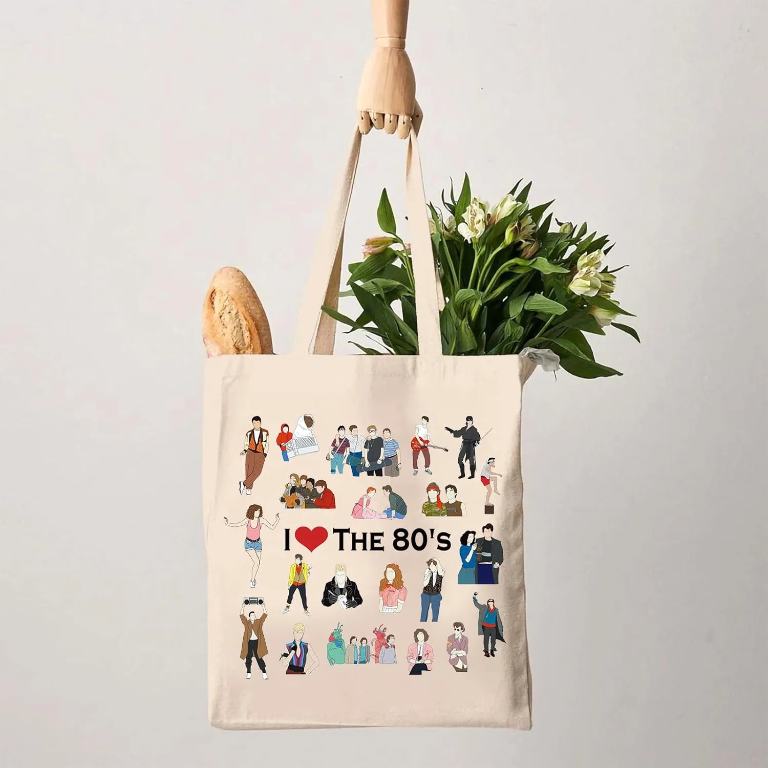G2TUP I Love The 80's Tote Bag - 80's Movies Lover Fan Handbag Gift