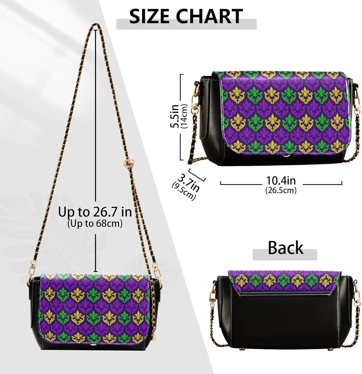GAIGEO Mardi Gras Pattern Crossbody Leather Bags for Women, Leather Crossbody Bag, Womens Leather Crossbody Bags