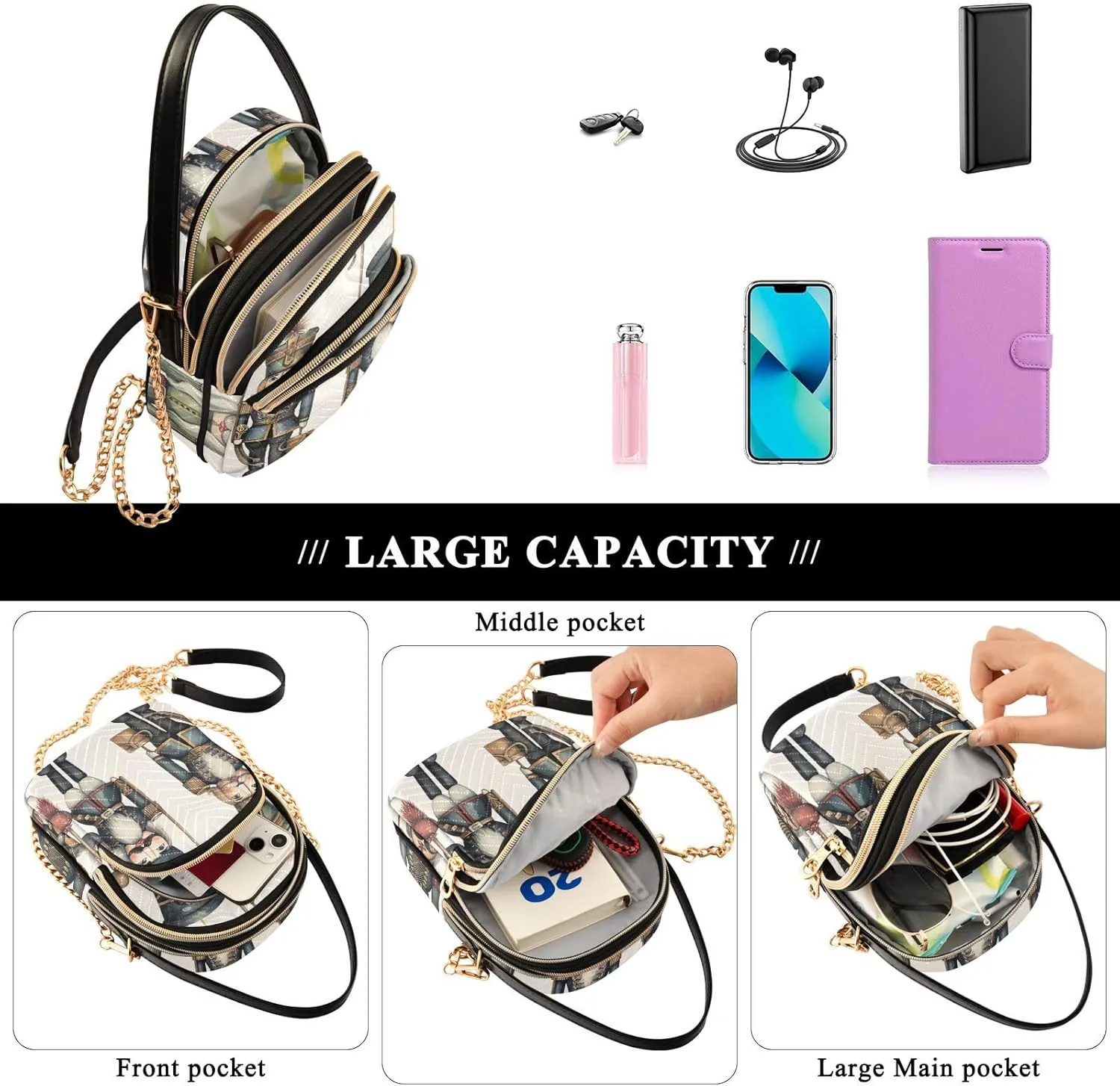 GAIGEO Santa Claus Women Crossbody Bags, Crossbody Purses for Women Trendy, Summer Crossbody Purse