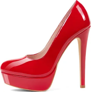 GENSHUO Platform Pumps Closed Toe Stilettos Heels Sexy Pumps High Heels for Women Round Toe Party Club Wedding Prom Stilettos