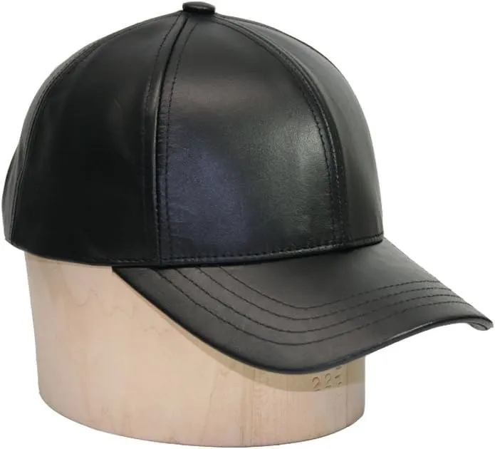Genuine Cowhide Leather Adjustable Baseball Cap Made in USA