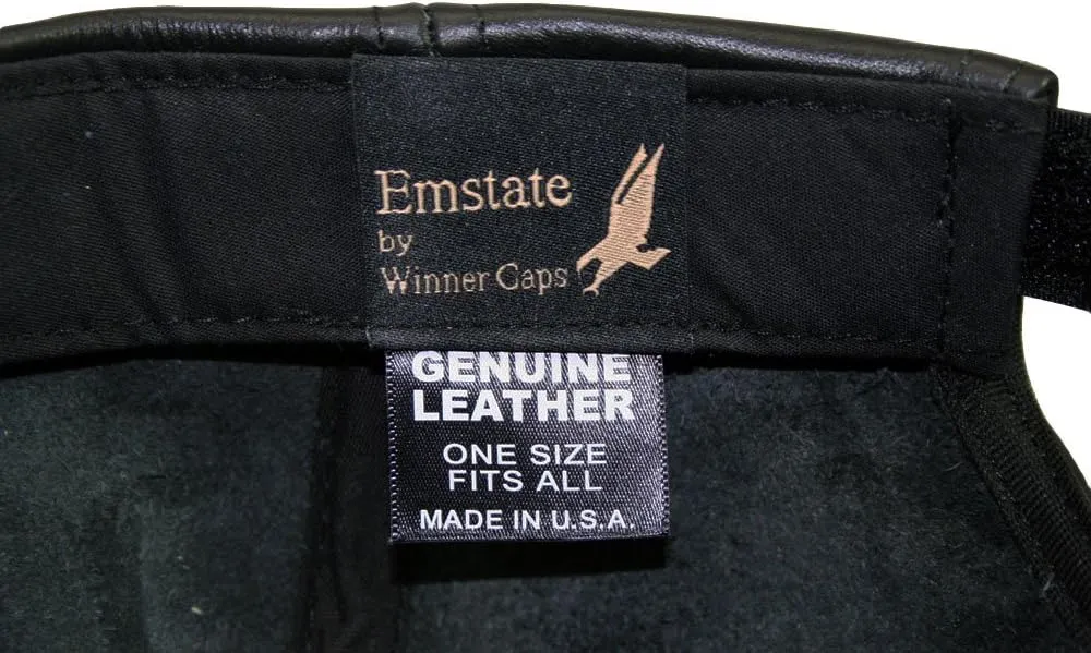 Genuine Cowhide Leather Adjustable Baseball Cap Made in USA