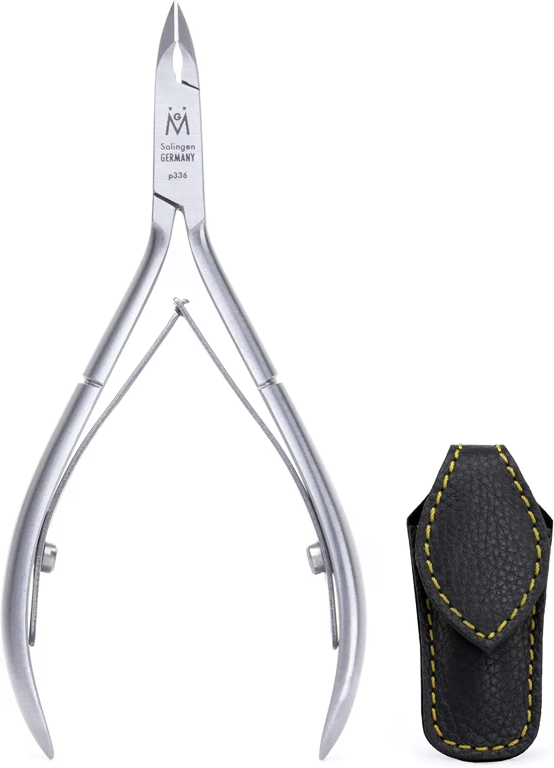 GERMANIKURE Luxury Cuticle Nipper in Leather Case, Double Sharpened, Ethically Made in Solingen Germany