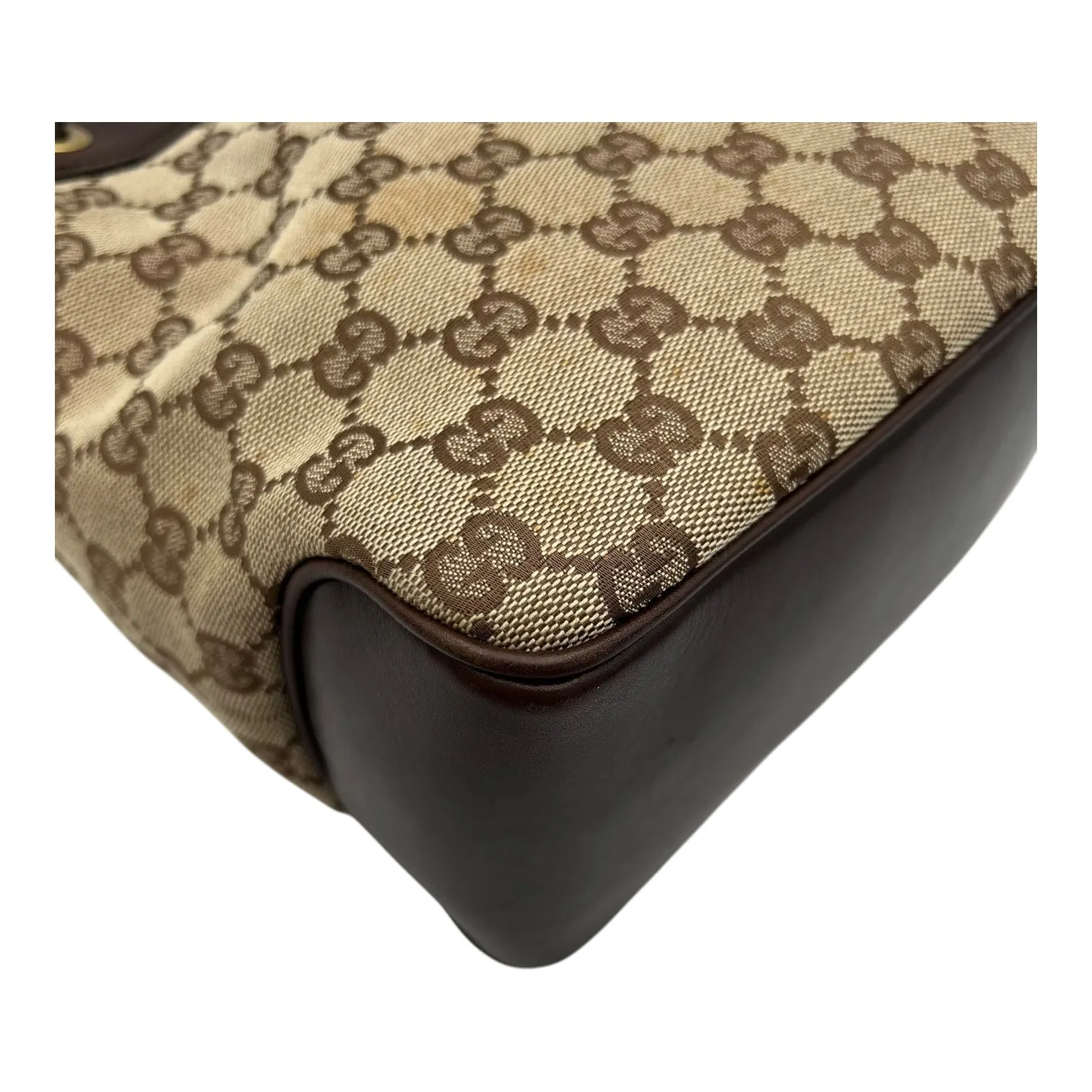 GG Tote Bag Brown in Canvas, Gold hardware