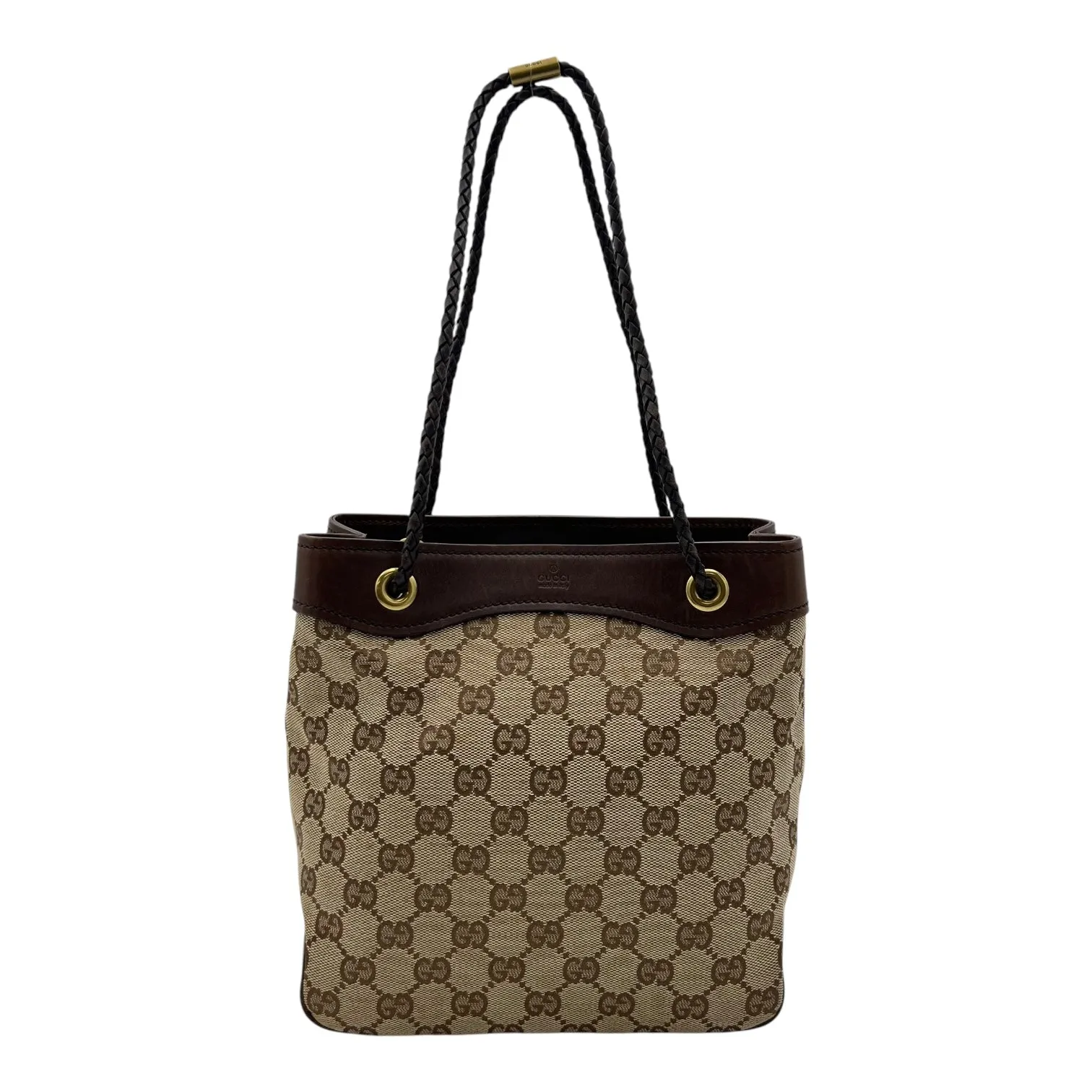 GG Tote Bag Brown in Canvas, Gold hardware
