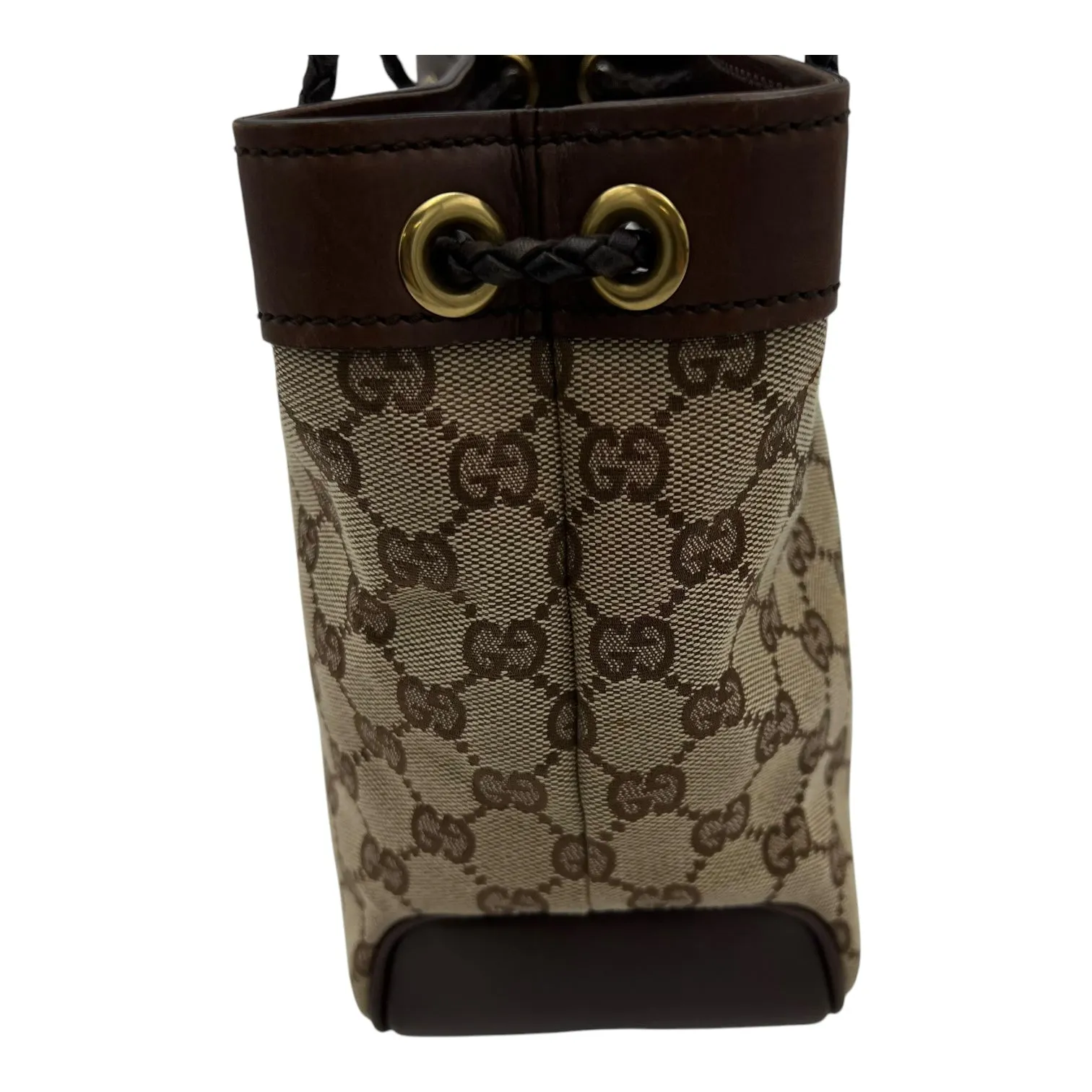 GG Tote Bag Brown in Canvas, Gold hardware
