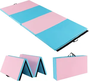 Giantex 4'x8' Gymnastics Mat, 2" Thick Folding Tumbling Mat with Carrying Handles, Foldable Gym Mat with Hook and Loop Fastener, Cheer Mats for Kids Adults Home Exercise Aerobics Fitness
