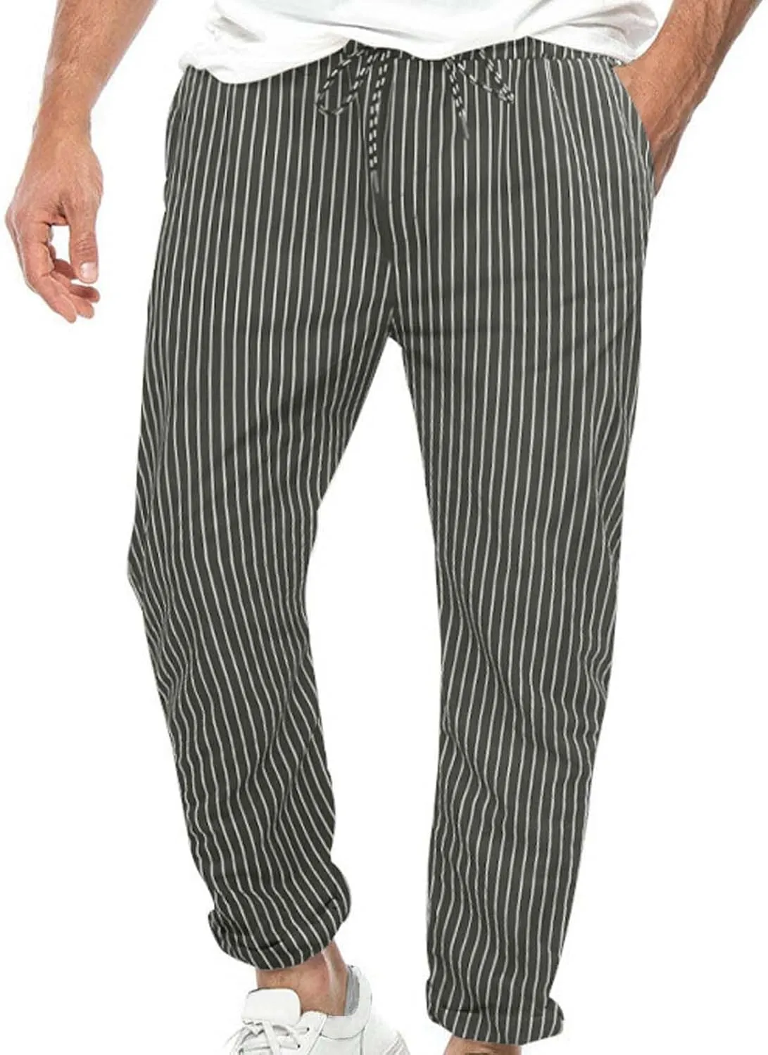 GIERIDUC Men's Athletic Running Joggers Mens Super Skinny Black Trousers Pants with The Long Strings Mens Long Running Pants