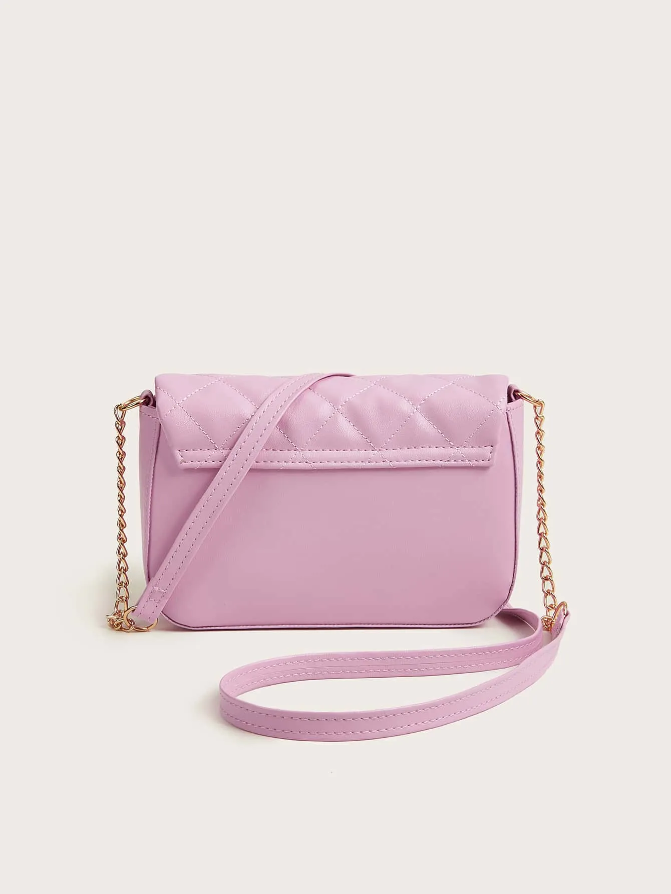 Girls Butterfly Decor Quilted Flap Chain Square Bag FD