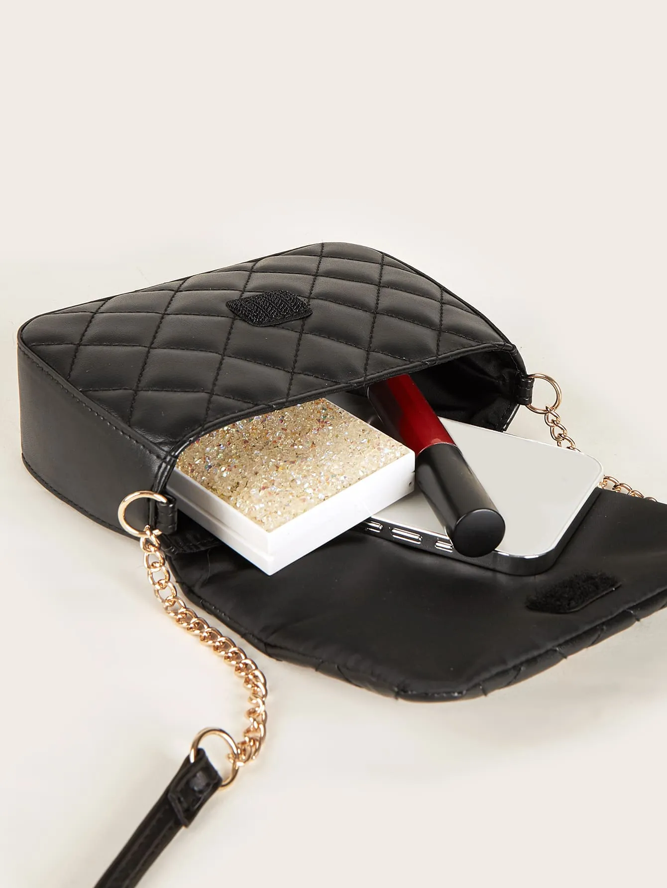 Girls Butterfly Decor Quilted Flap Chain Square Bag FD