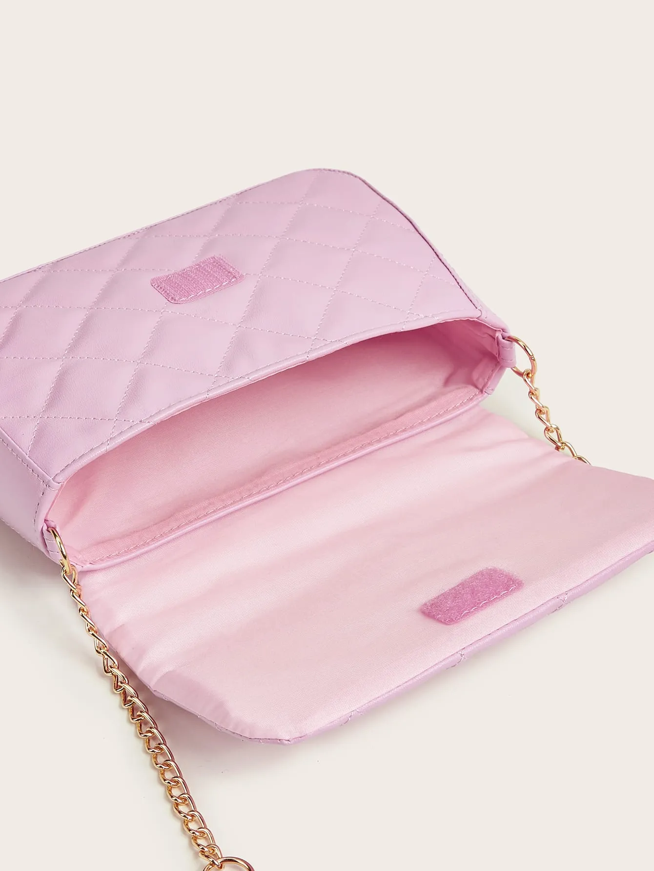 Girls Butterfly Decor Quilted Flap Chain Square Bag FD