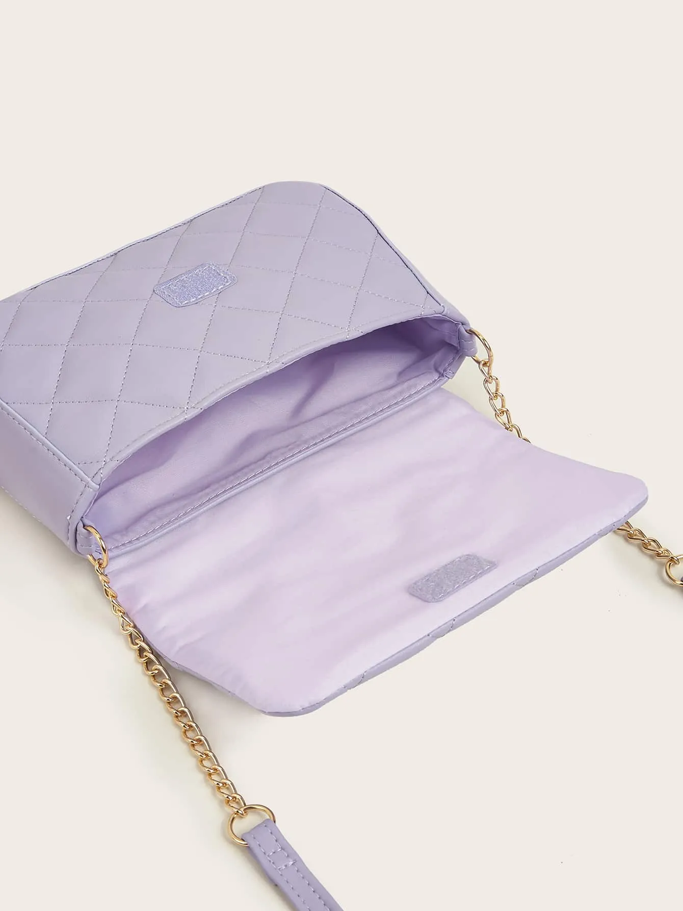 Girls Butterfly Decor Quilted Flap Chain Square Bag FD